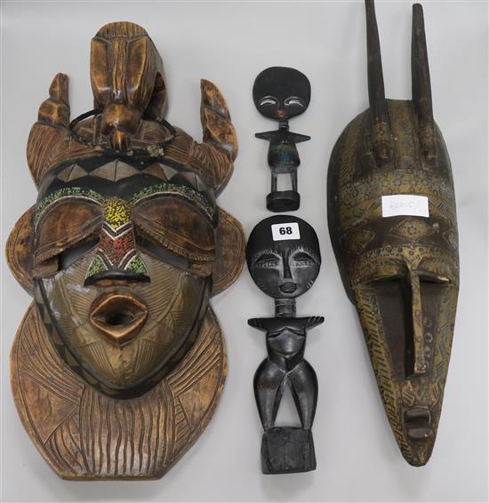 A quantity of mixed tribal masks, etc